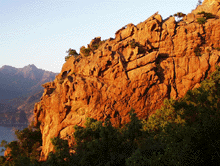 die Calanches beim Sonnenuntergang